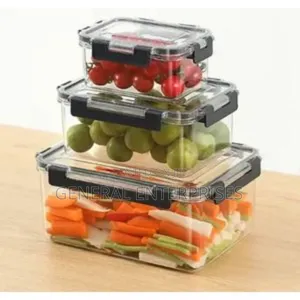 Set of Three Clear Acrylic Food Storage Containers With Lids