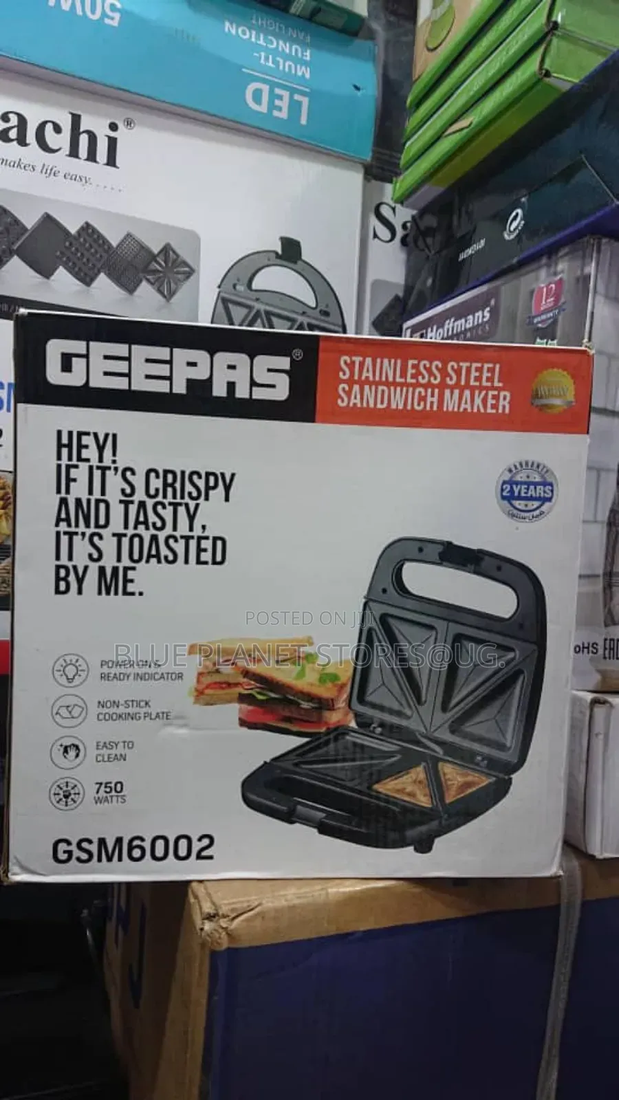 Geepas "2 Slice" Sandwich Makers \\ 750w \\ Gsm6002