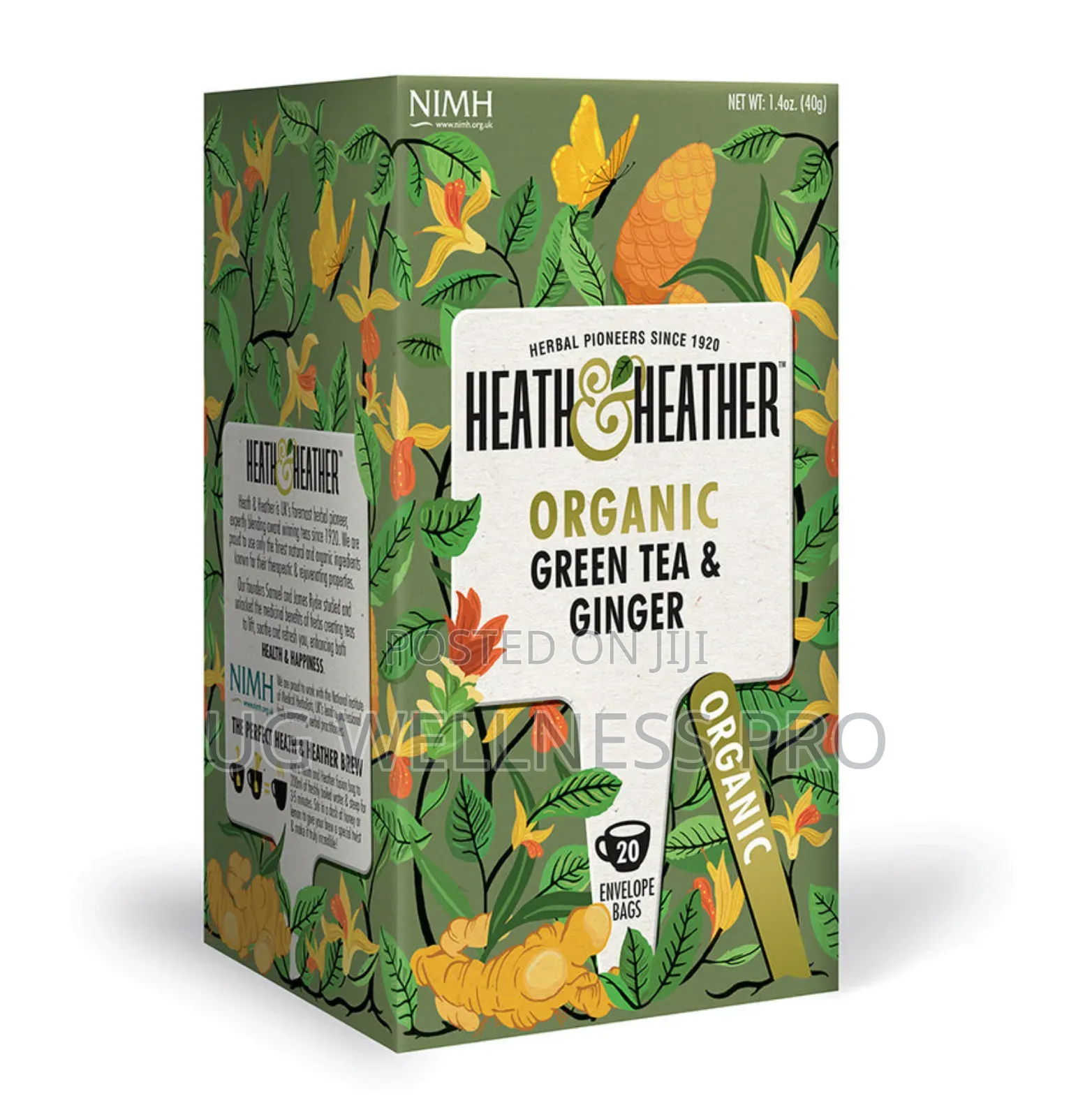 Heath and Heather Organic Green Tea Amp; Ginger 20 Bags
