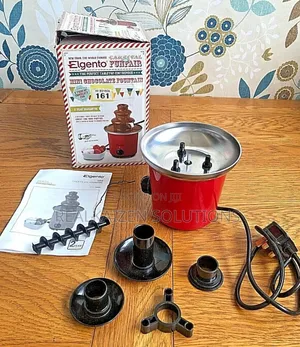 Uk Elgento 3-Tier Red Compact Tower Mini Chocolate Fountain
