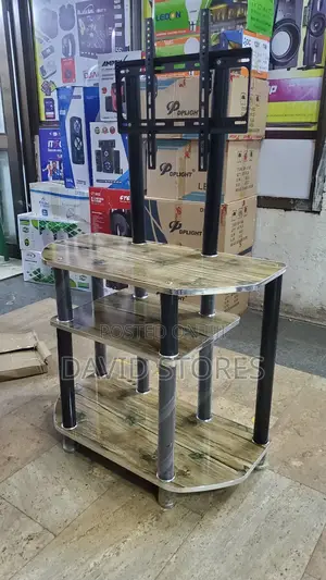 3-Step Wood Finish Tv Stand (32′′–50′′) With Home Theater Space