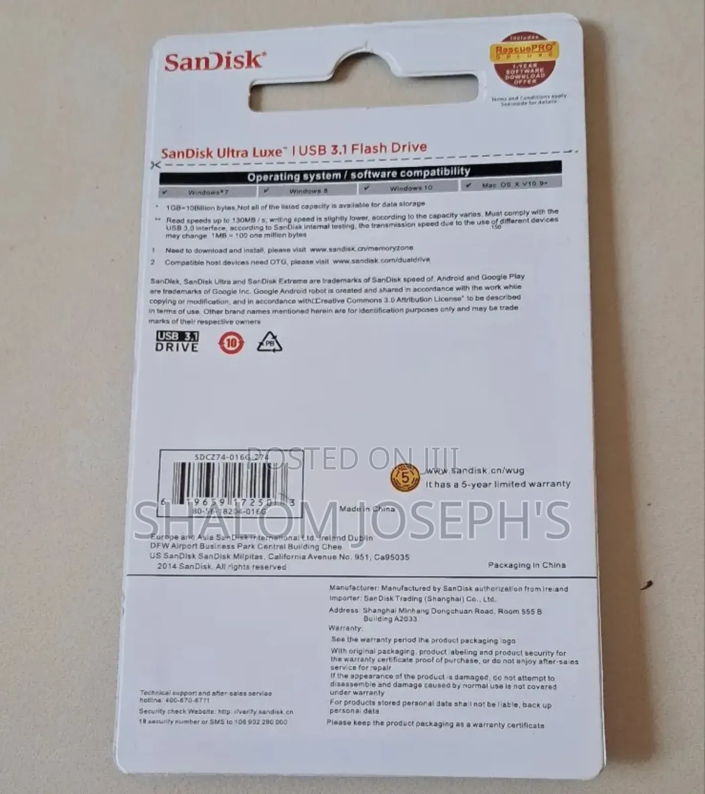16gb Sandisk Flash Drive