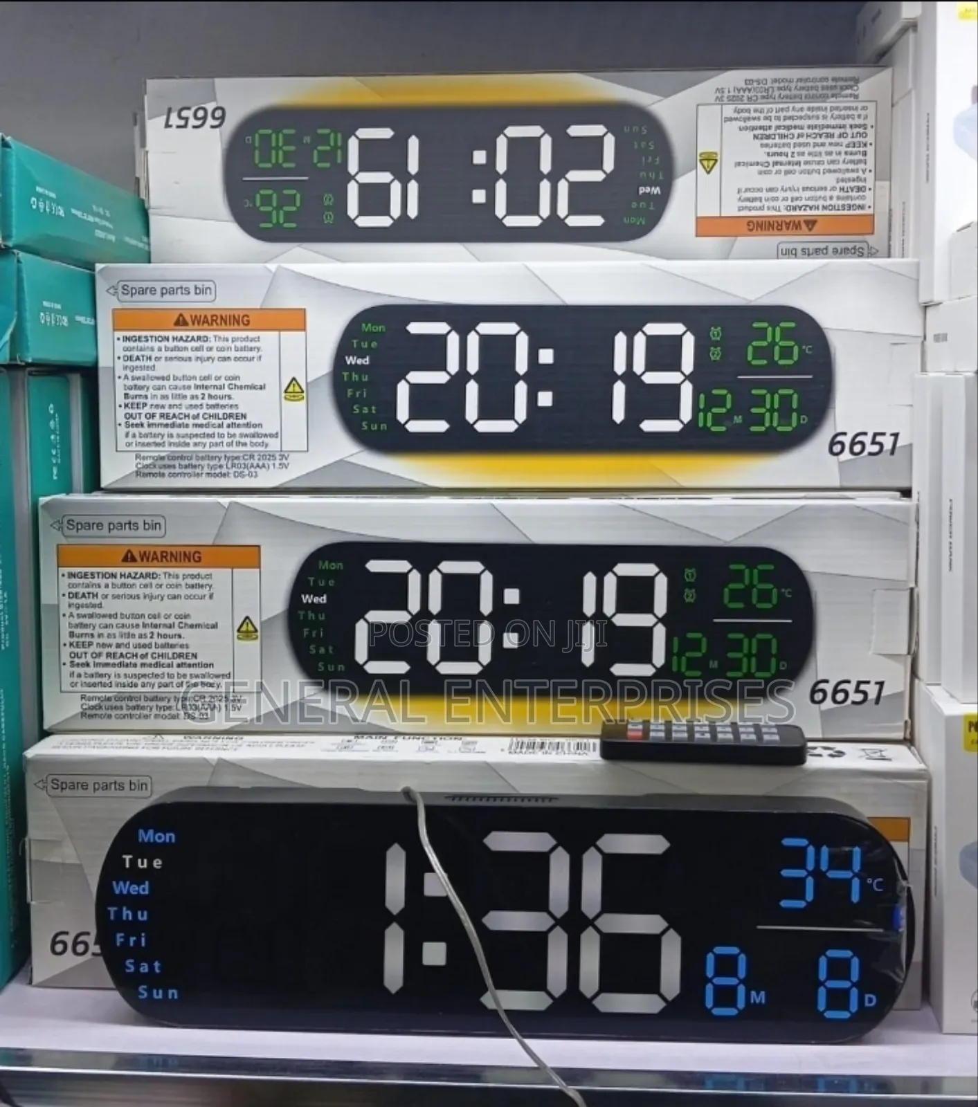 Large Display Digital Wall Clock With Remote Control.