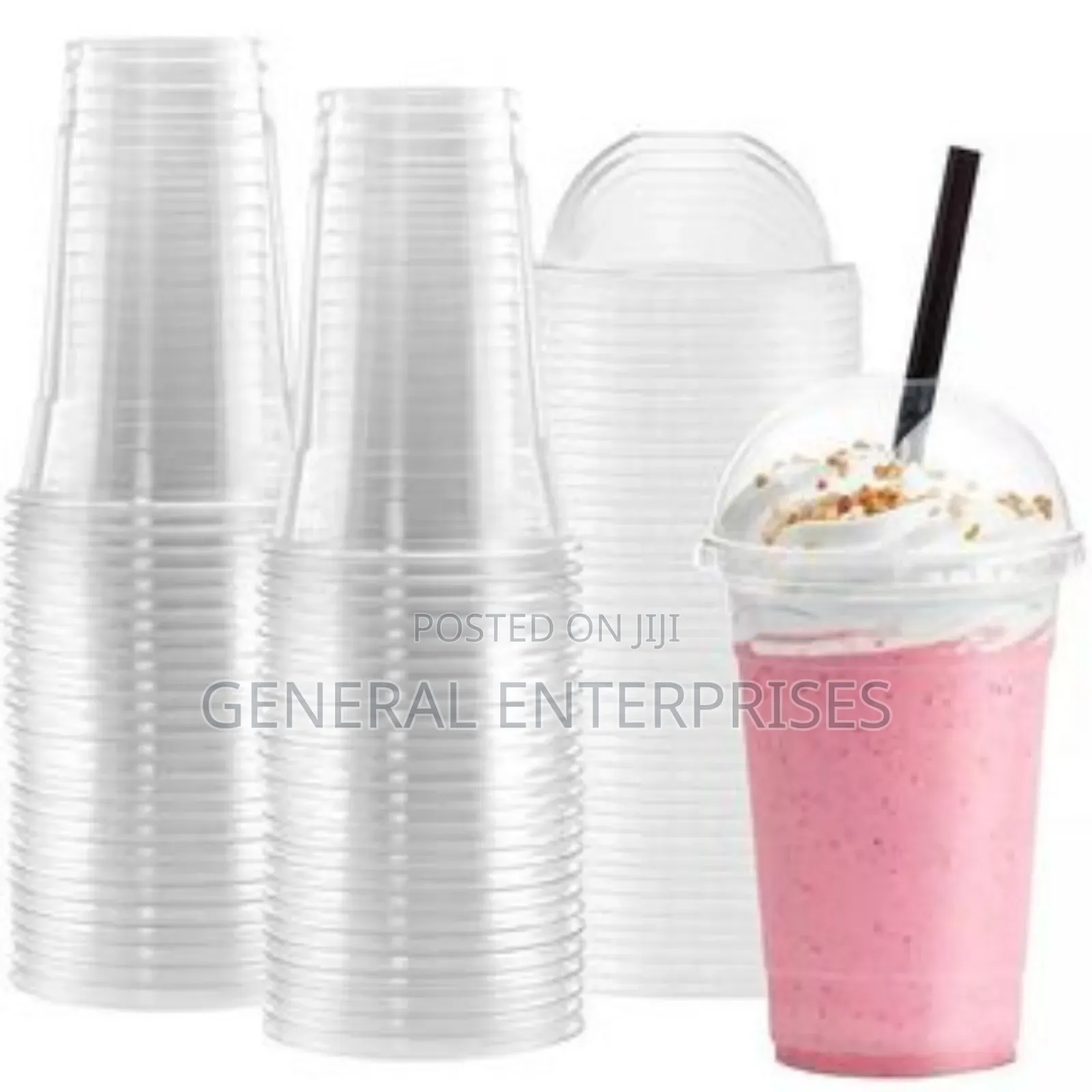 25 PCS Disposable Plastic Cups With Dome Lids, Ideal for Cold Drinks.