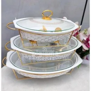 Set of Ceramic Food Warmers or Chafing Dishes.