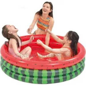 Inflatable Round 3-ring Watermelon Kiddie Swimming Pool.
