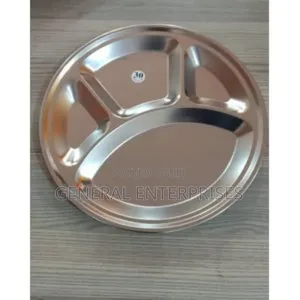 Stainless Steel 3-Compartment Cafeteria Food Tray.