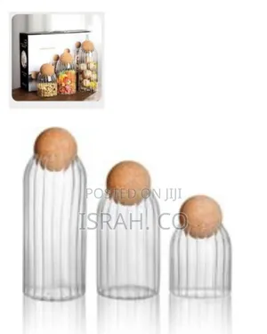 Ribbed Glass Storage Jars With Cork Lids (Set of 3) -