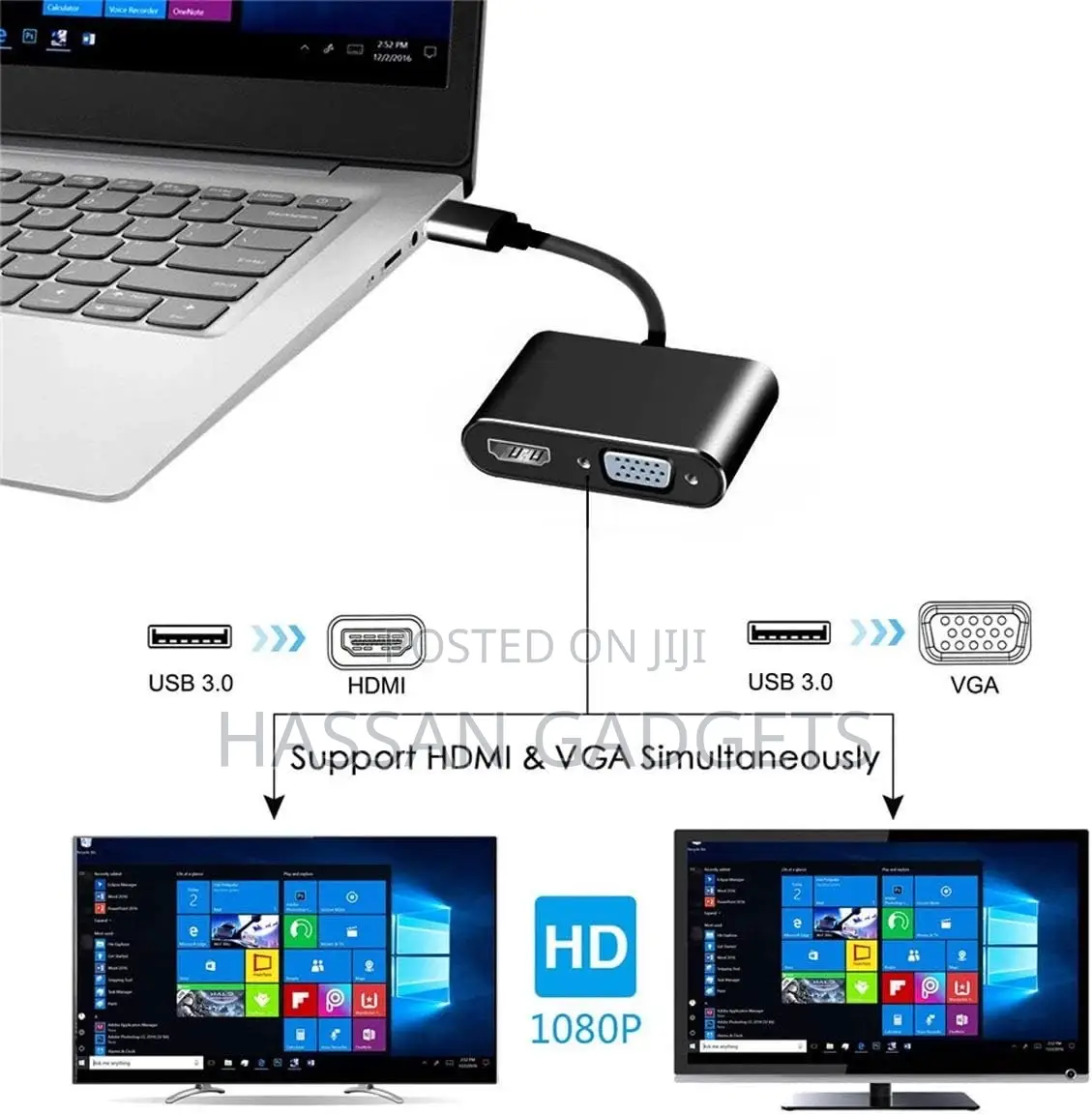 Usb 3.0 Hdmi Compatible Vga Adapter 1080p Hd for Computer