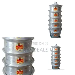 A Set of Six Aluminum Saucepan With Covers