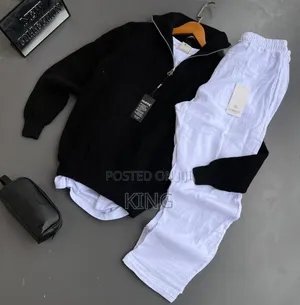 Black Quarter Zip. Whot Linen Pants