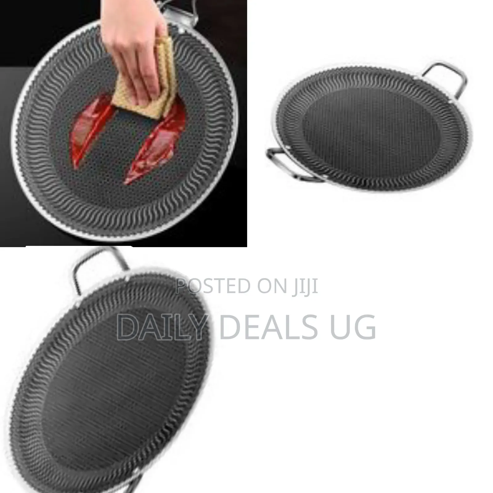A Stainless Steel Round Griddle Pan