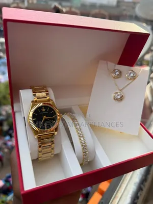 Golden Strapped Emporio Armani Women's Wrist Stylish Gift Box