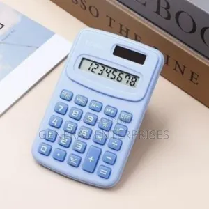 Mini 8-Digit Basic Calculator in a Light Blue Color.