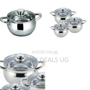 6 Pieces Set of Stainless Steel "Belly" or "Apple" Shape Cooking Pots