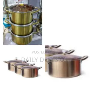 Set of 6 Stainless Steel Cooking Pots With Glass Lids