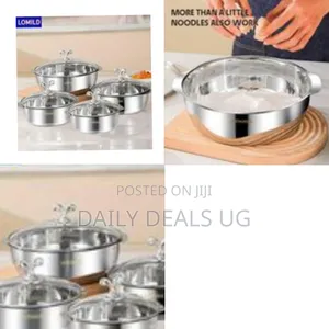 8-Piece Set of Lomild Stainless Steel Soup Pots With Glass Lids
