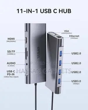 11in 1 Type C to Hdmi Usb 3.0 Vga Ethernet Sd Adapter