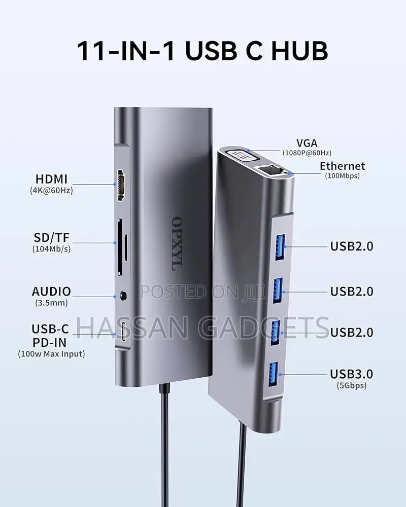 11in 1 Type C to Hdmi Usb 3.0 Vga Ethernet Sd Adapter