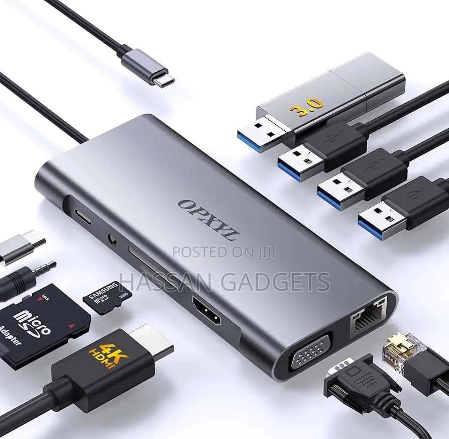 11in 1 Type C to Hdmi Usb 3.0 Vga Ethernet Sd Adapter