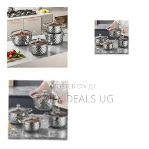 Stainless Steel Diamond-Patterned Cookware Set With Tempered Glass Lid