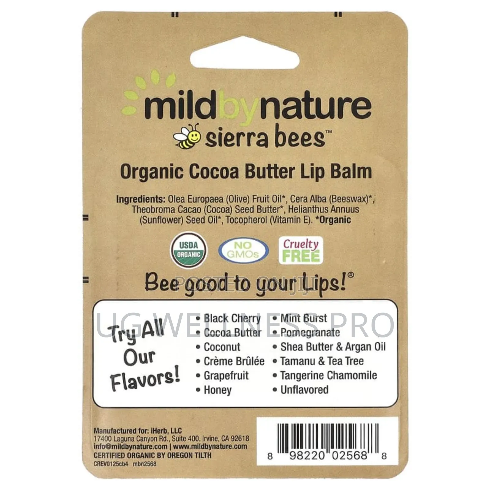 Sierra Bees, Organic Lip Balms, Cocoa Butter, 4 Pack, 4.25 G Each