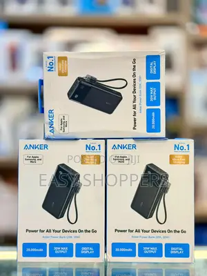 Anker 30w Power Bank 20000mah Portable Charger Built-in Usb-C Cable