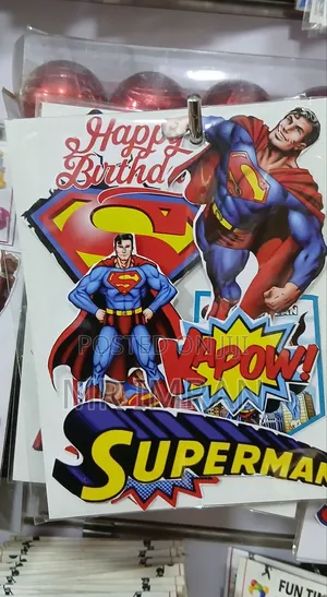 Superman-Themed Paper Cake Toppers.