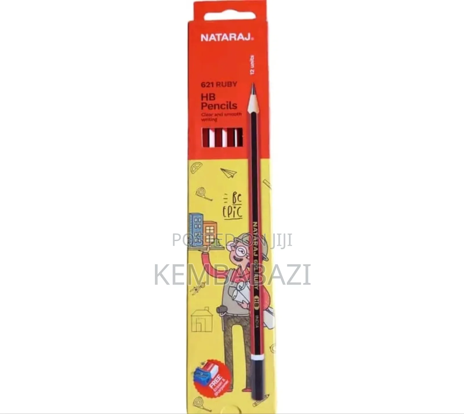Apack of 12pices Nataraj 621 Ruby Hb Pencils.