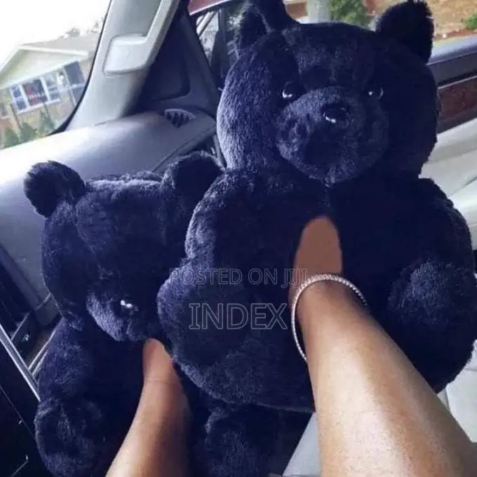 Teddy Bear Slippers - Black