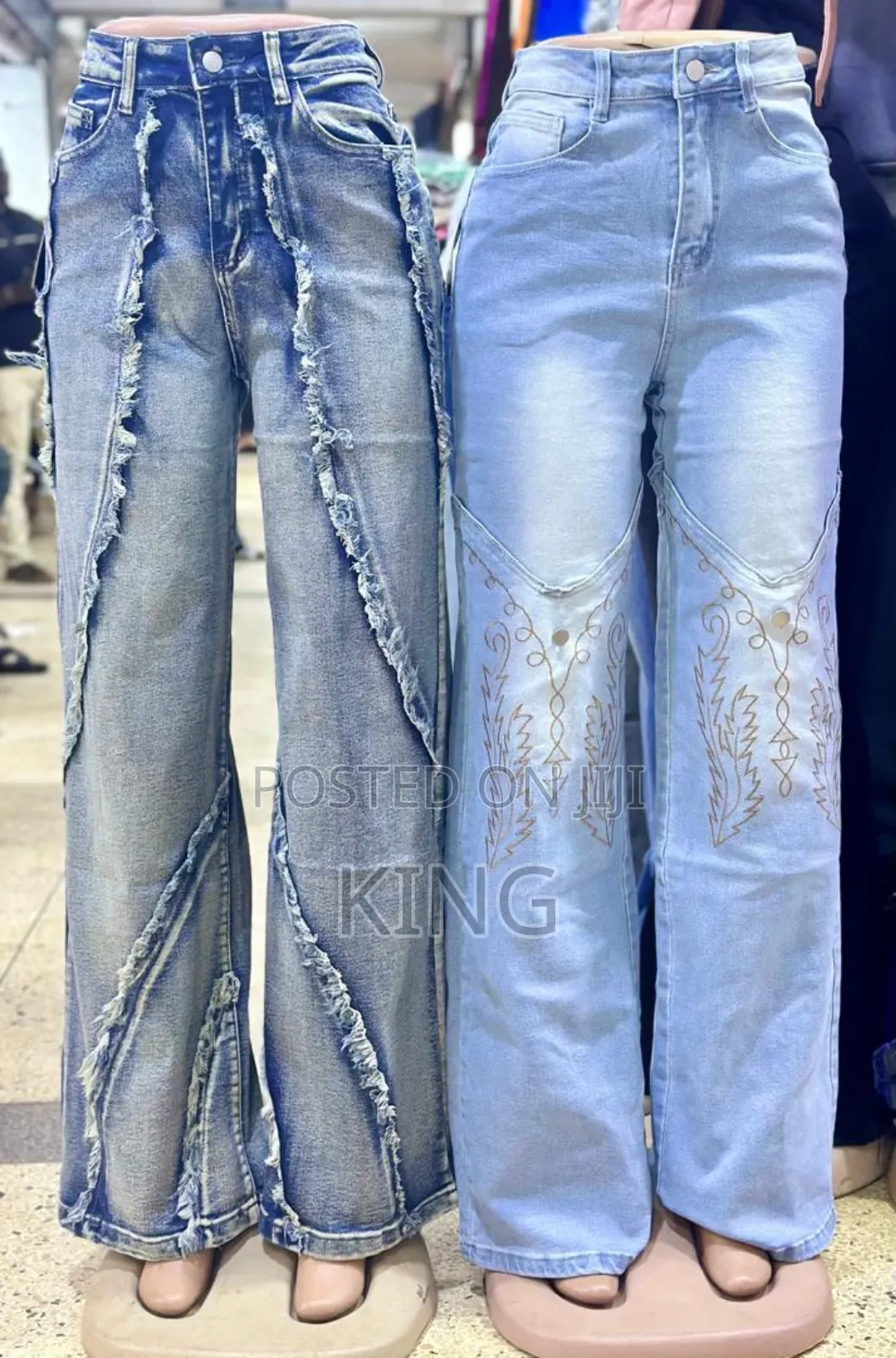 Women's Ripped High-Waisted Bell Bottom Jeans