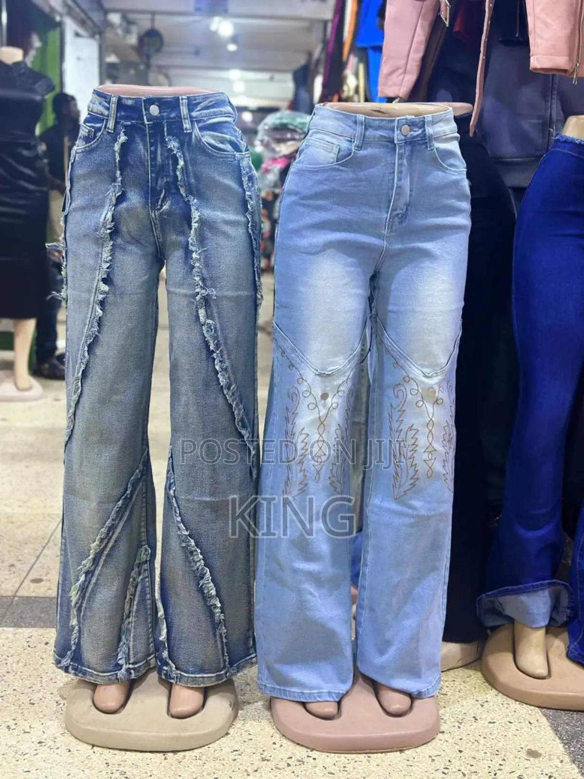 Women's Ripped High-Waisted Bell Bottom Jeans
