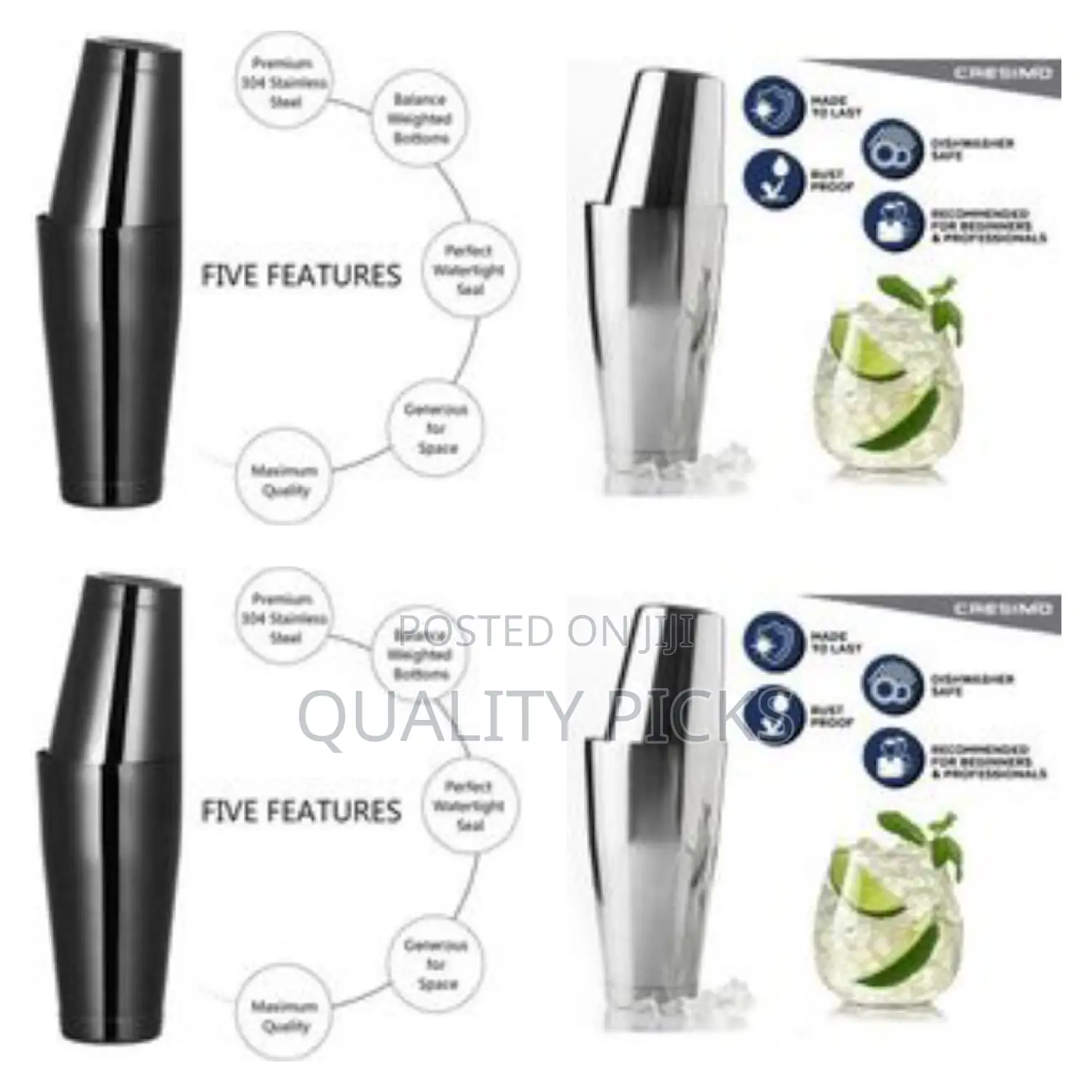 Professional Boston Cocktail Shaker Set - Multicolor