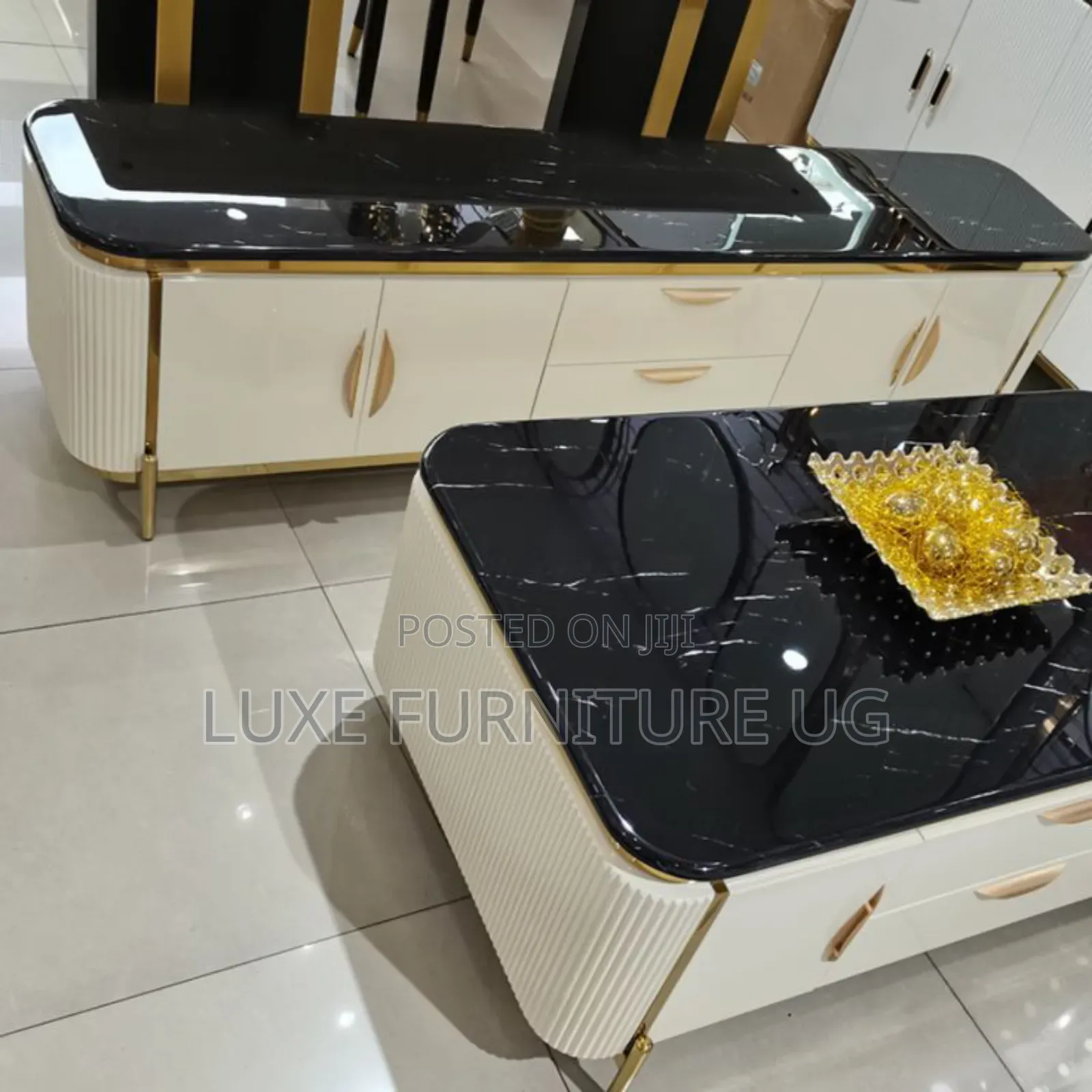 Tv Stand and Center Table Set Marble Topped