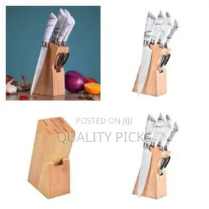 Kitchen Knife Block Set, Marble Covered 7 Piece Knives