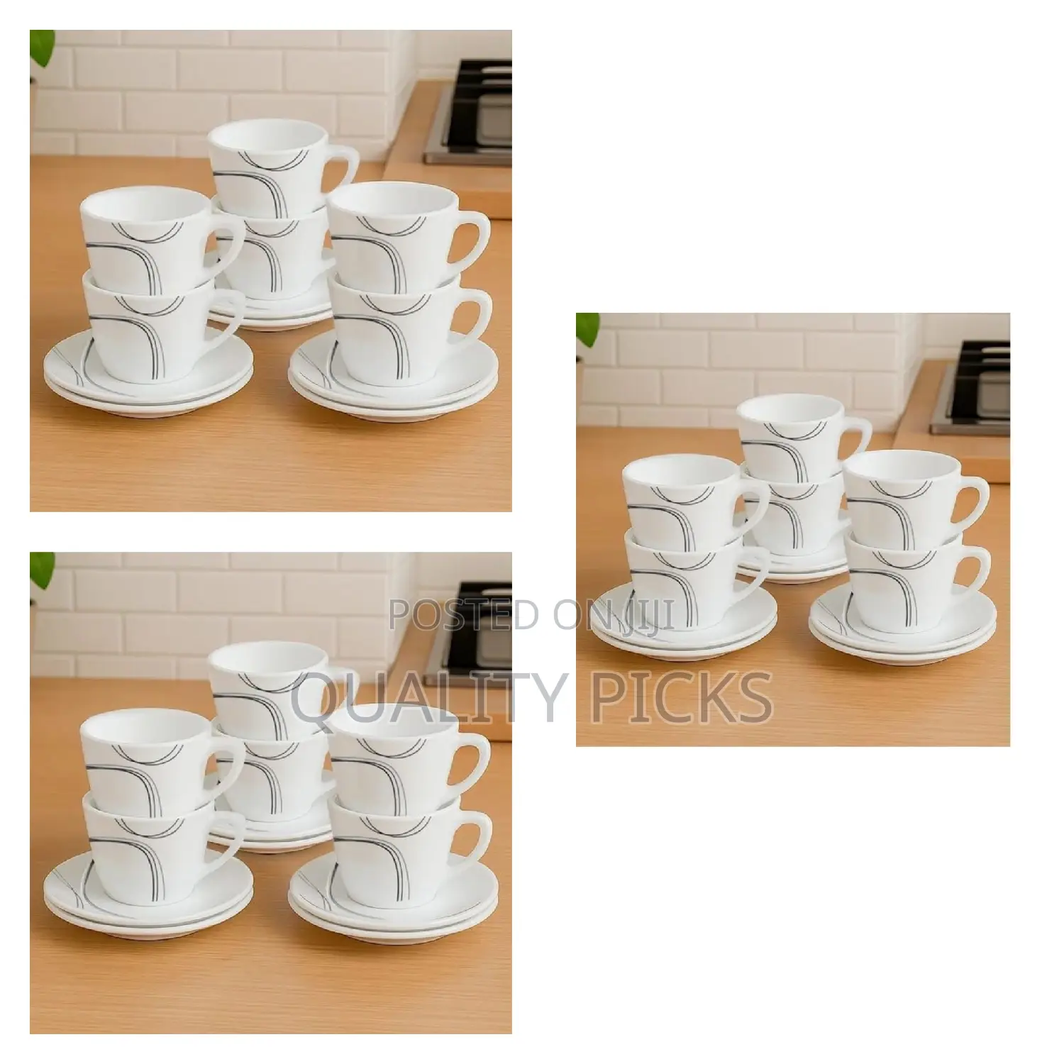 Cappuccino Coffee White Tea Cups and Saucer for 6