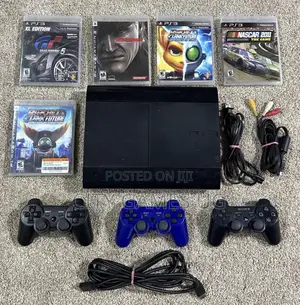 Sony Playstation 3 Super Slim 250gb Ps3 Black (15) Games (3) Control