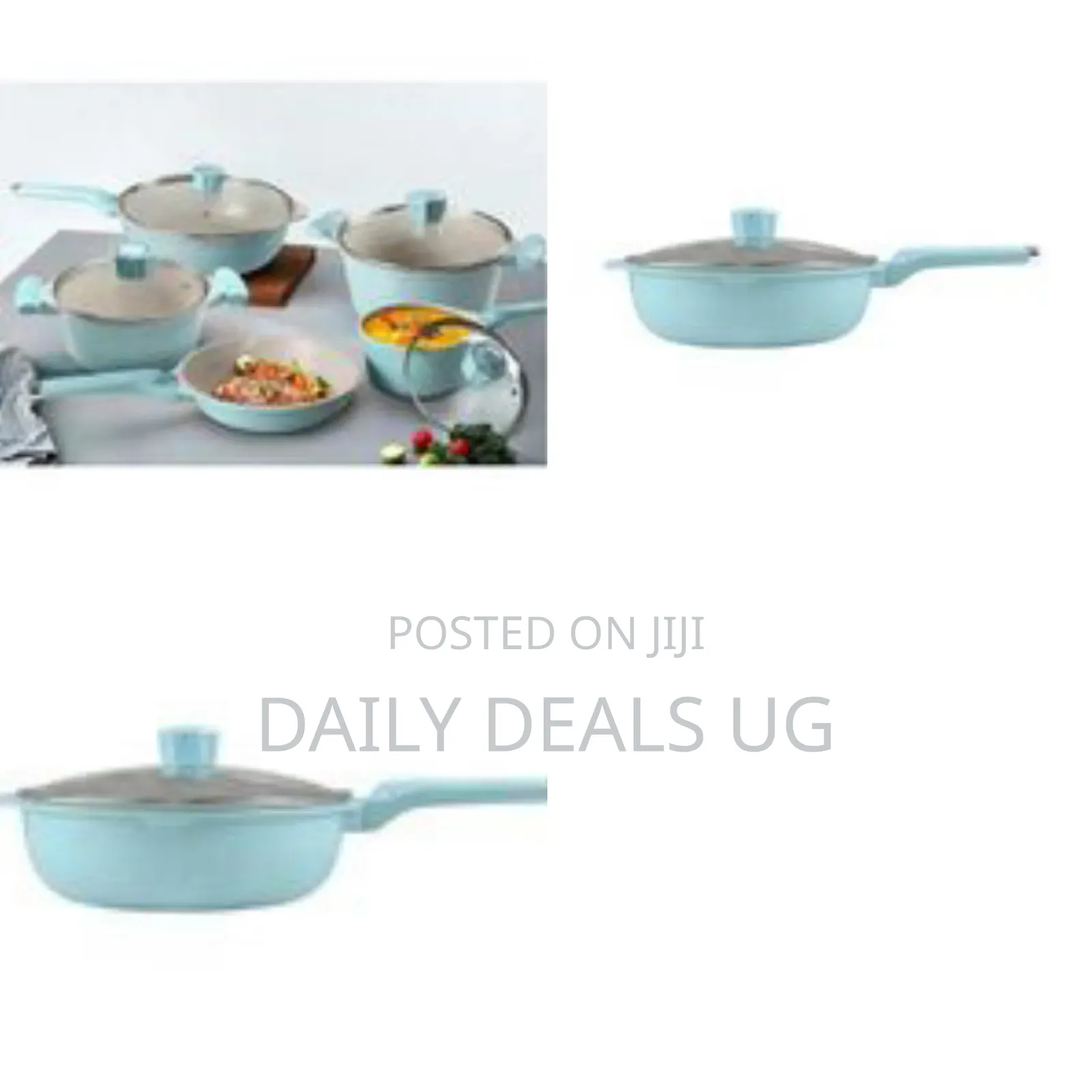 Non-Stick Ceramic or Granite Cookware Set in a Light Blue