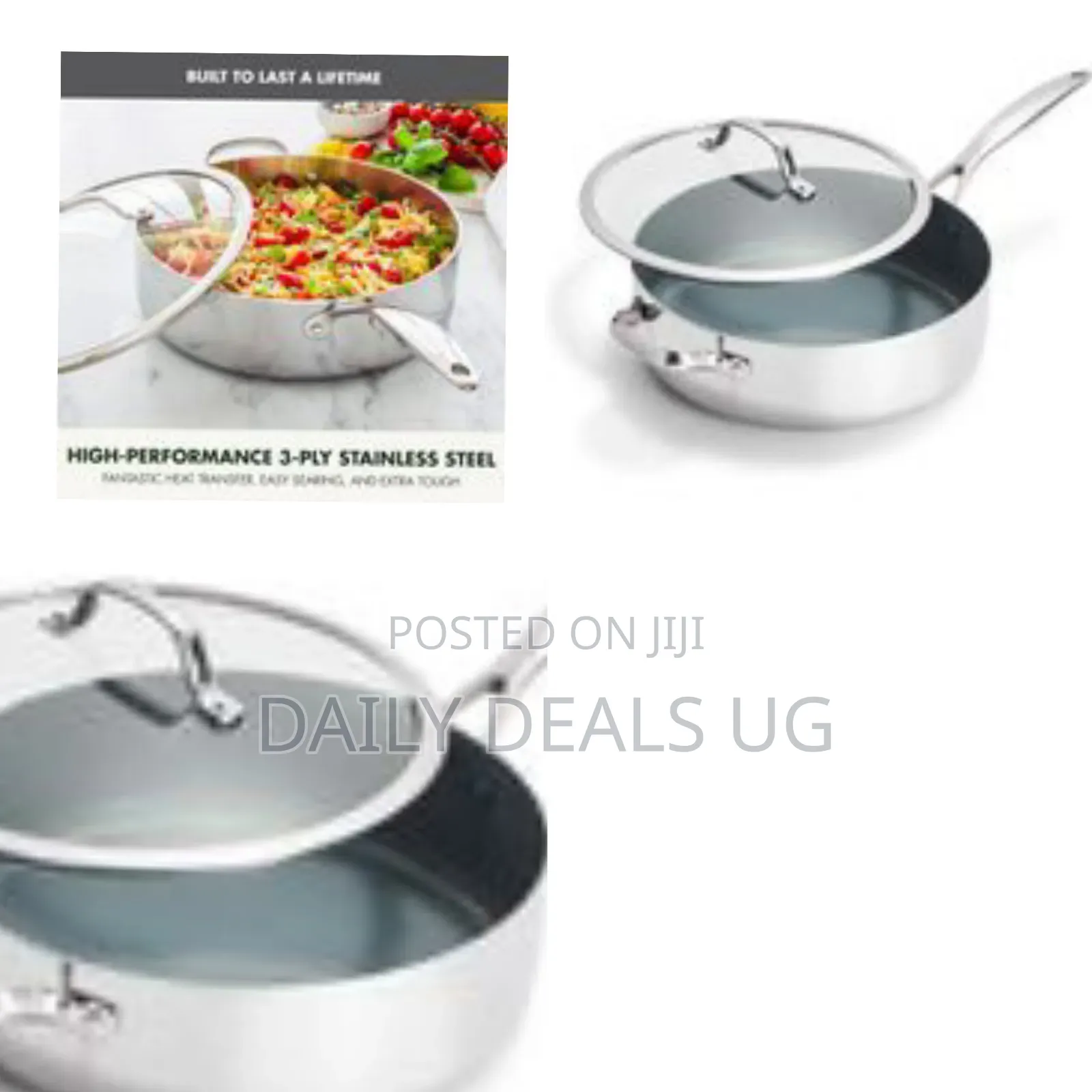 Pro Stainless Steel 5-Quart Pan With Lid.