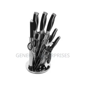 9-Piece Stainless Steel Kitchen Knife Set With a Rotating Stand.