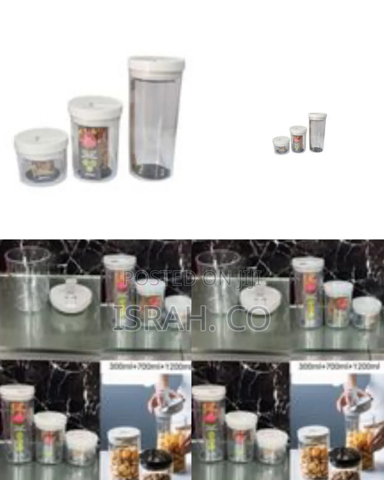 3pcs Transparent Plastic Sealed Cans, Storage Jars for Kitchen Food