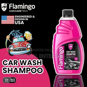Bottle of Flamingo Car Wash Shampoo.