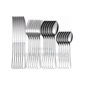 24-Piece Silver Stainless Steel Cutlery Set.