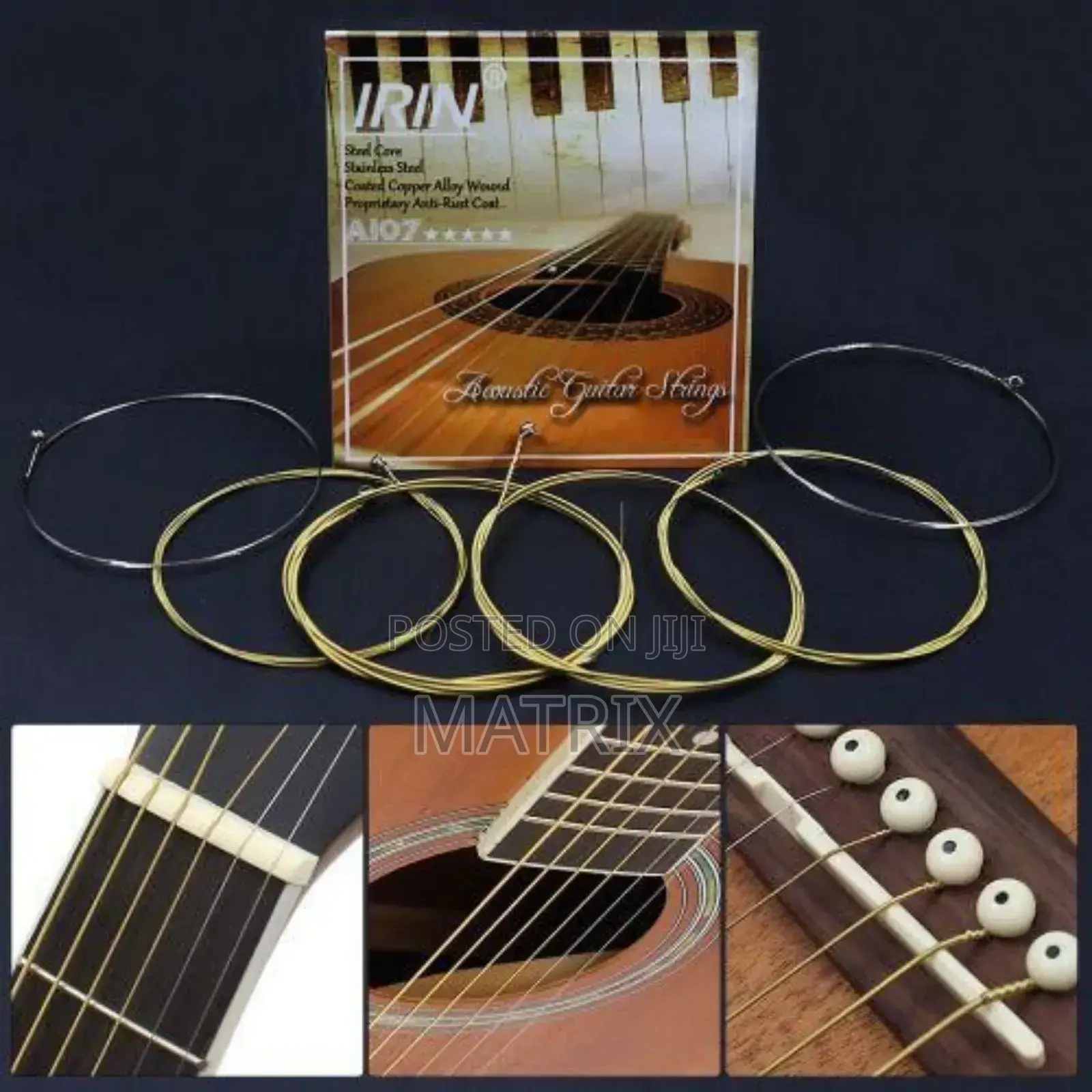 Acoustic Folk Guitar Strings Replacement Full Set - Gold