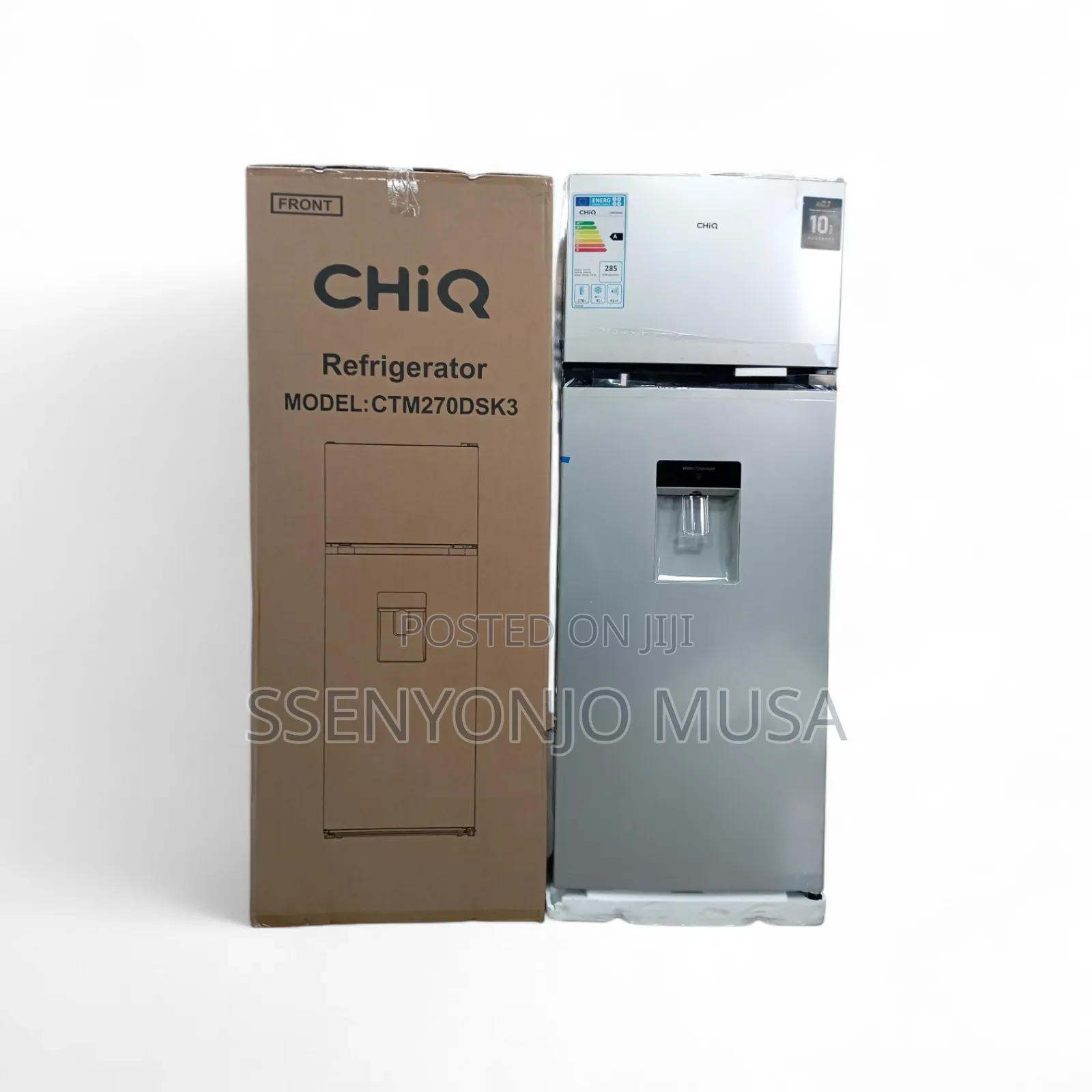 Chiq Fridge Double Door 270l With Dispenser