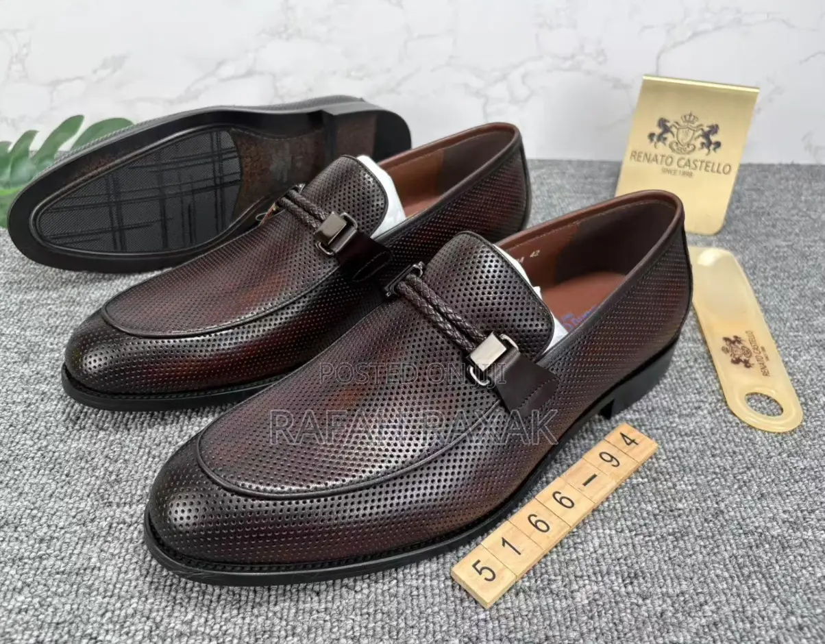Men’S Coffee Brown Renato Castello Leather Loafers