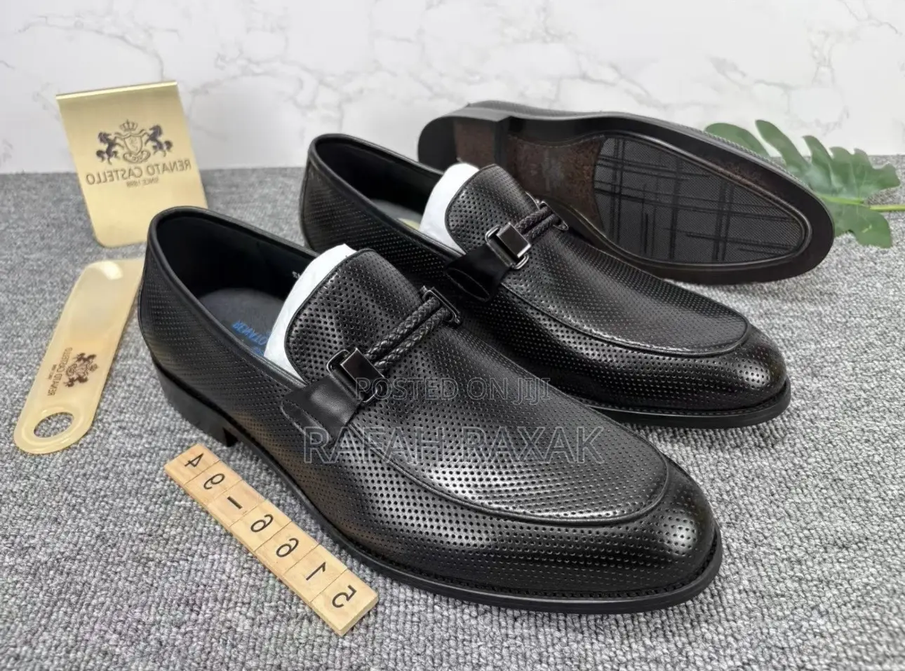 Men’S Black Renato Castello Slip-on Leather Loafers