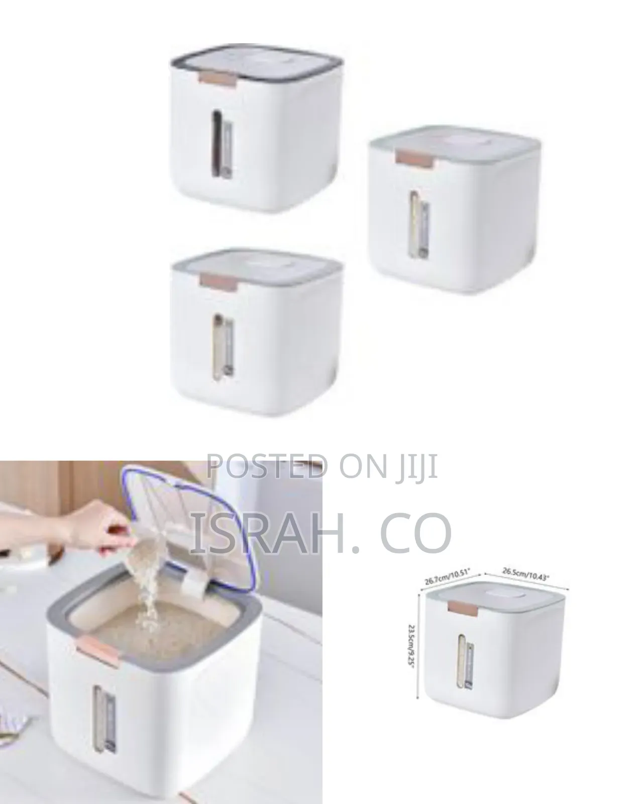10 Litre Rice Bin Container With Lid Cereal Food Storage Automatic