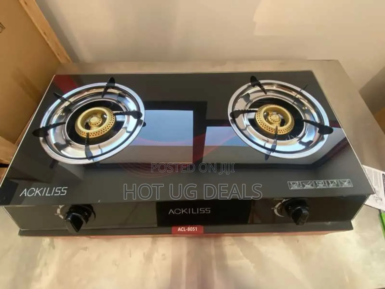 2 Burner Tempered Glass Work Desk Top Gas Stove Cooker Hot Plate-black