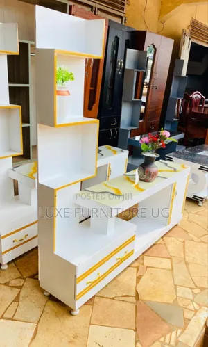 Tv Stand/White Gold/ Single Shelve